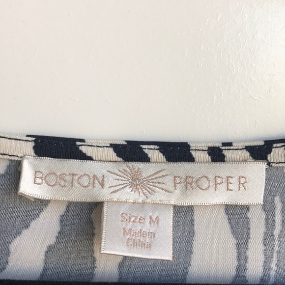 Boston Proper Zebra Print Beaded cold shoulder top - Picture 2 of 8